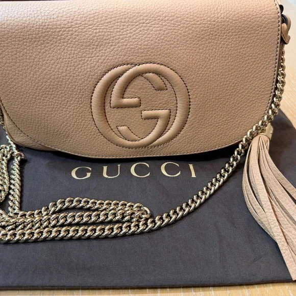 Gucci Tan Leather SoHo Flap Crossbody Bag - Picture 2 of 15